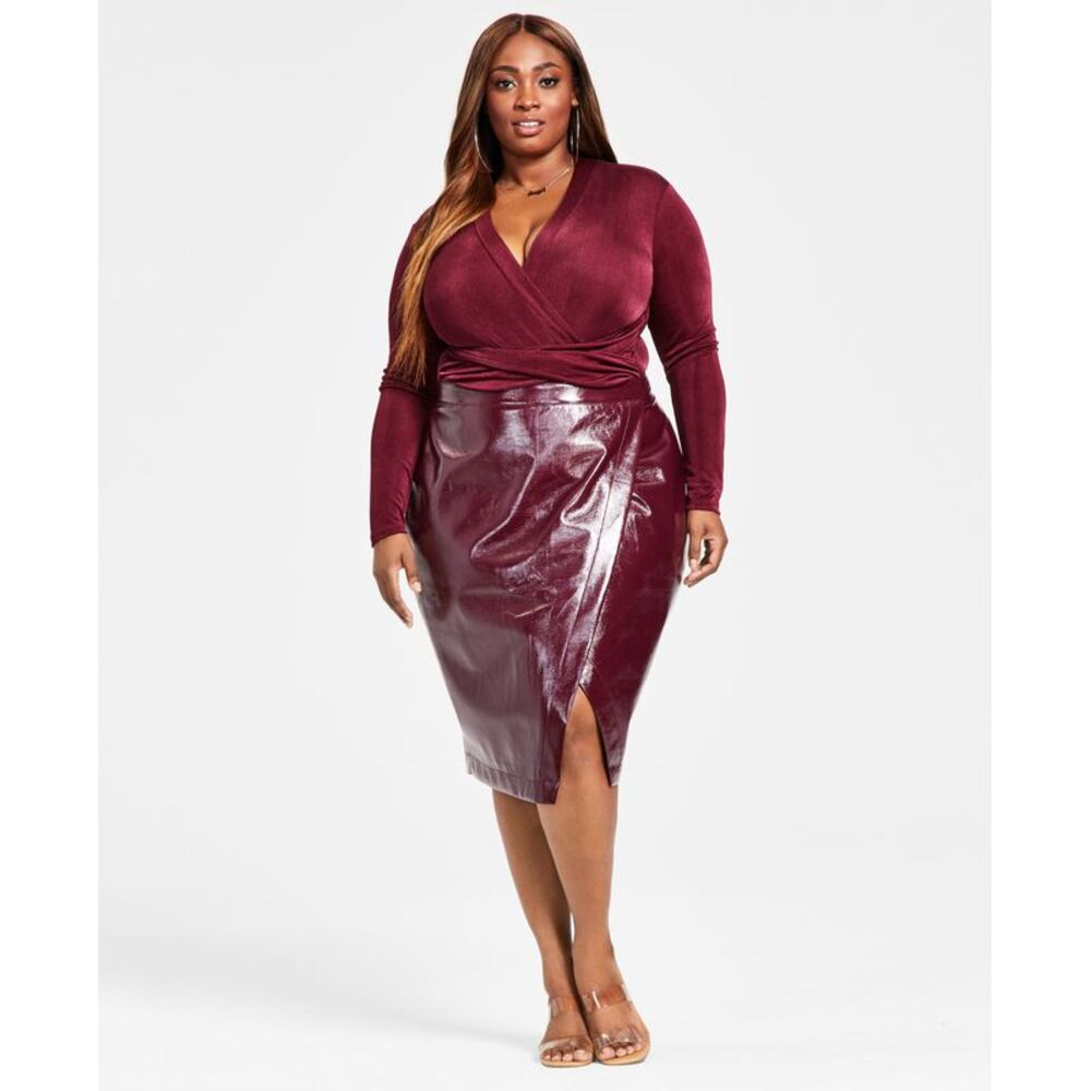 Trendy Plus Size Faux-Leather Skirt